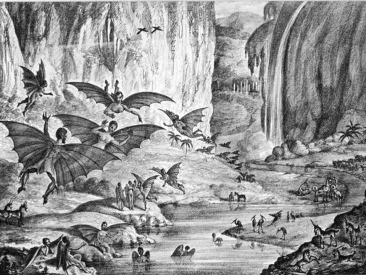 New York Sun life on Moon lithograph