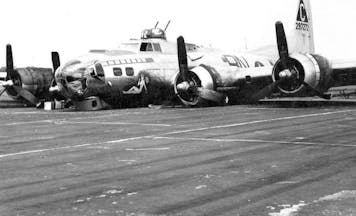 Belly landing B-17 