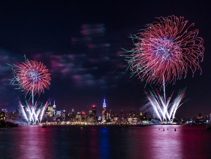NY skyline fireworks hero