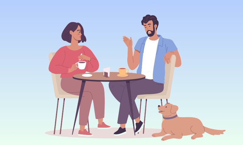 Illustration of friends having coffee