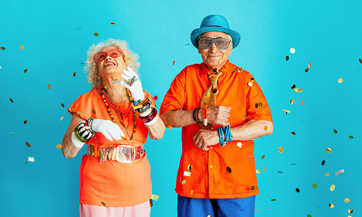 A photo of two vibrant, active elderly people.